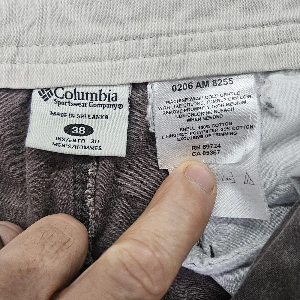 Columbia Cargo Pants Mens 38x28 Brown Cotton‎ Utility Outdoor Hiking Workwear